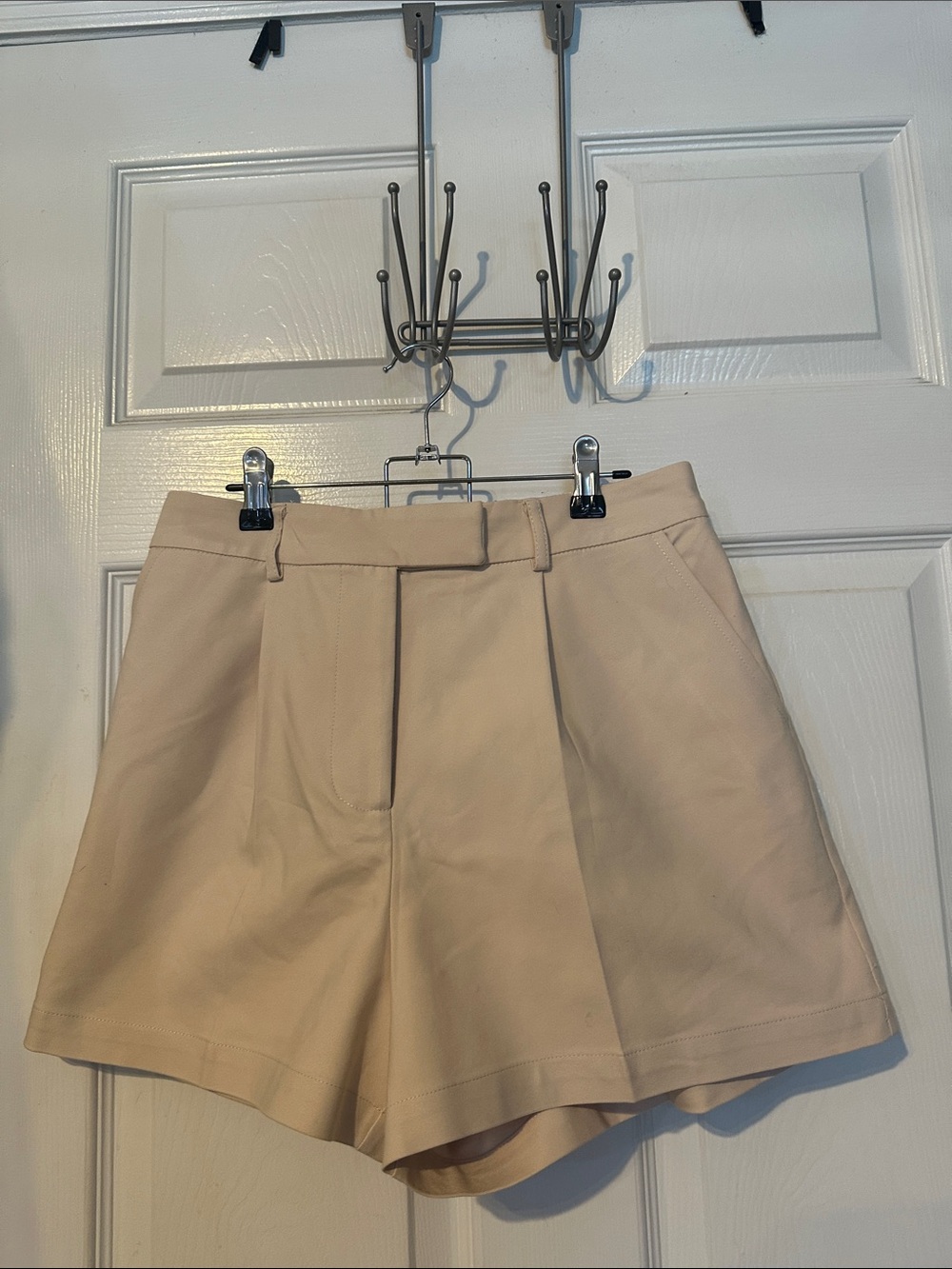 Skies Are Blue Cream High-Waist Pleated Tailored Shorts